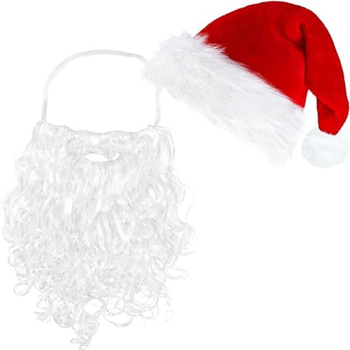 PVFZXS 2 Stück Weihnachtsmütze, Weihnachtsmann Kostüm, Weihnachtsmützen, Weihnachtsmann Bart, Nikolaus Kostüm, Bart Weihnachtsmütze mit Bart Erwachsene, Weihnachtsmann Kostüm PVFZXS 2 Stück Weihnachtsmütze, Weihnachtsmann Kostüm, Weihnachtsmützen, Weihnachtsmann Bart, Nikolaus Kostüm, Bart Weihnachtsmütze mit Bart Erwachsene, Weihnachtsmann Kostüm von PVFZXS