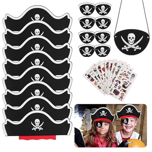 PVFZXS 28 Stück Piraten Deko Kindergeburtstag Set 9 Stück Piratenhut Kinder 9 Stück Piraten Augenklappe Kinder 10 Stück Piraten Tattoos Schädel Piraten Hut Accessoires für Geburtstag Halloween PVFZXS 28 Stück Piraten Deko Kindergeburtstag Set 9 Stück Piratenhut Kinder 9 Stück Piraten Augenklappe Kinder 10 Stück Piraten Tattoos Schädel Piraten Hut Accessoires für Geburtstag Halloween von PVFZXS