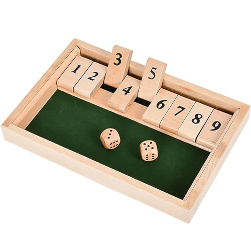 Shut The Box Spiel 2-Spieler, Heimtischspiel-2-Spieler Holz Brettspiel Holz Mathematik Traditional Pub Board Würfelspiel Reisen Great Family Brettspiele Urlaub für Kinder und Erwachsene von PVFZXS