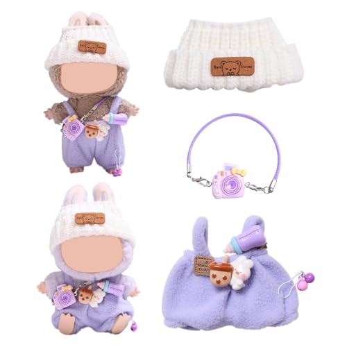 Puppenkleidung, Niedliche Labubu Puppenkleidung, Puppen Outfit Mit Weißer Kopfhaube, Lila Flaschenhose Und Kamera, Perfekt Für Labubu Puppen Und Plüschpuppen Puppenkleidung, Niedliche Labubu Puppenkleidung, Puppen Outfit Mit Weißer Kopfhaube, Lila Flaschenhose Und Kamera, Perfekt Für Labubu Puppen Und Plüschpuppen von PVTXFK