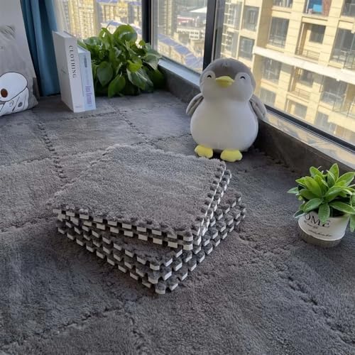 15 Puzzle-Spielmatten, ineinandergreifende Teppichfliesen, weich und dick, für Outdoor-Spielzeug, Spielzimmer, Terrasse, Hof, Fitnessstudio im Keller (Dunkelgrau) von PVYGDXYI