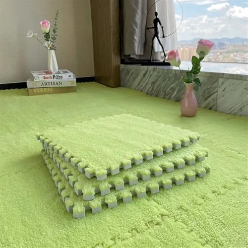 15 Puzzle-Spielmatten, ineinandergreifende Teppichfliesen, weich und dick, für Outdoor-Spielzeug, Spielzimmer, Terrasse, Hof, Fitnessstudio im Keller (Grasgrün) von PVYGDXYI