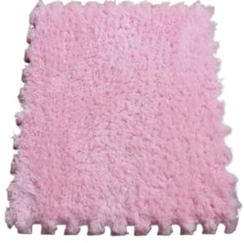 Puzzlematten aus dickem Plüsch, Grün, 24 Stück, für Wohnzimmer, Schlafzimmer, Puzzlematte, leicht zu reinigen, weich, flauschig, für Kletteraktivitäten (Rosa) von PVYGDXYI