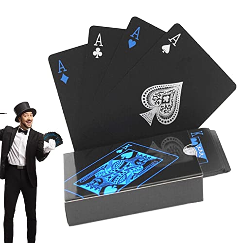 PW TOOLS Schwarze Spielkarten,Brettspielkarten Cool mit Prägemuster | Neuartige Pokerspiel-Tools für Familienspielpartys, Zauberrequisiten von PW TOOLS