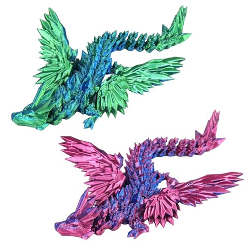 3D Drache, Drache, 2 Stück Ewegliche Gelenke 3D Druck Drache mit FlüGeln, Realistische 3D Gedruckter Kristall Drache für Erwachsene und Kinder, Drachen Spielzeug für Home Office Desktop Dekoration 3D Drache, Drache, 2 Stück Ewegliche Gelenke 3D Druck Drache mit FlüGeln, Realistische 3D Gedruckter Kristall Drache für Erwachsene und Kinder, Drachen Spielzeug für Home Office Desktop Dekoration von PWCTNT