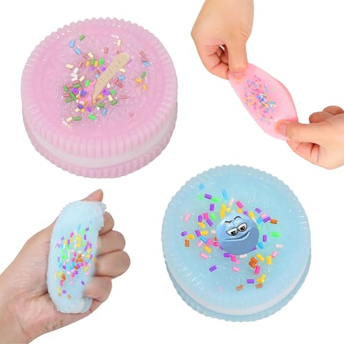 Fidget Toys, Anti Stress Spielzeug, Stress Relief Toy, Supersoft Squeeze Toy, Stress Toy mit Niedliche Mini-Dekoration, Stressabbau Spielzeug, Fidget Toy für Geburtstag Geschenke (Rosa+Blau) von PWCTNT