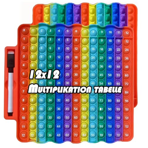 Mathe Spiel, Fidget Toys, 12x12 Einmaleins Spiel Fidget Toy,8.26 Zoll * 8.26 Zoll Multiplikation Zahl Lernspielzeug Stift Mitbringen, für Stress Abbauen Stress Spielzeug Kinder Aufklärung Digitaler von PWCTNT