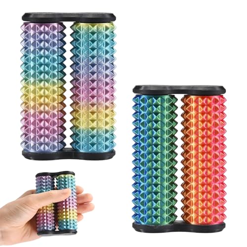 PWCTNT Fidget Toys,Fidget Toys Erwachsene,2 Stück Farbe Anti Stress Spielzeug,Doppelrollen Massagegriff Geräuschlos Stress Spielzeug,Neuartige Geschenke für Freunde von PWCTNT