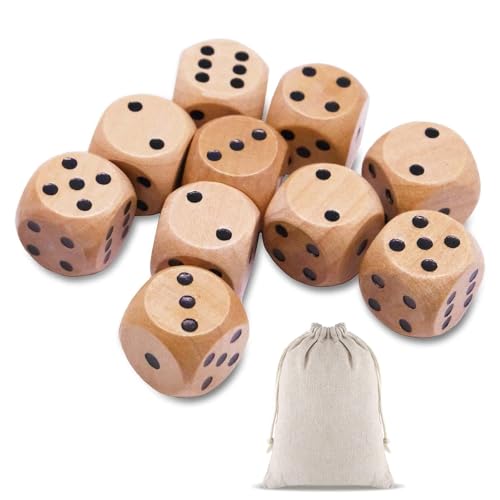 Würfel,Würfelspiel,11 Stück Hölzerne Würfel Set mit Aufbewahrungstasche,Würfelspiele für Erwachsene und Kinder, Spielwürfel Bauklötze Holz für Tischspiele und Partys Würfel,Würfelspiel,11 Stück Hölzerne Würfel Set mit Aufbewahrungstasche,Würfelspiele für Erwachsene und Kinder, Spielwürfel Bauklötze Holz für Tischspiele und Partys von PWCTNT