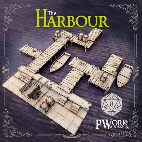 PWORK WARGAMES The Harbour (Der Hafen) – 3D tactical maps RPG Fantasy Dungeon Tiles – Taktische 3D-Karten Modular aus MDF 3 mm von PWORK WARGAMES