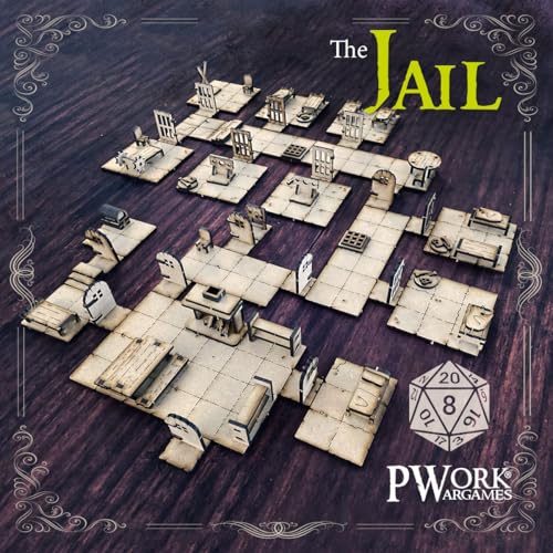 PWORK WARGAMES The Jail (Das Gefängnis) – 3D Tactical Maps RPG Fantasy Dungeon Tiles – Taktische 3D-Karten Modular aus MDF 3 mm von PWORK WARGAMES