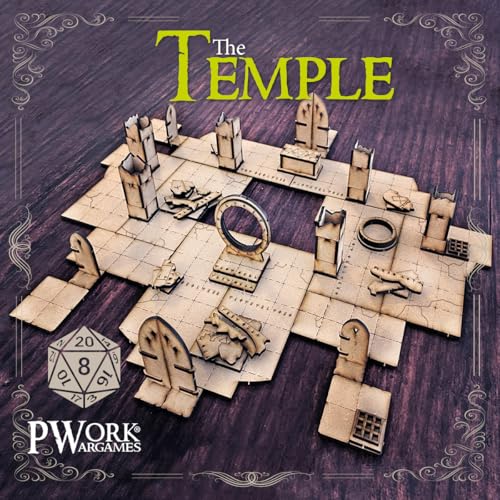 PWORK WARGAMES The Temple (Der Tempel) – 3D tactical maps RPG Fantasy Dungeon Tiles – Taktische 3D-Karten, modular, aus MDF, 3 mm von PWORK WARGAMES