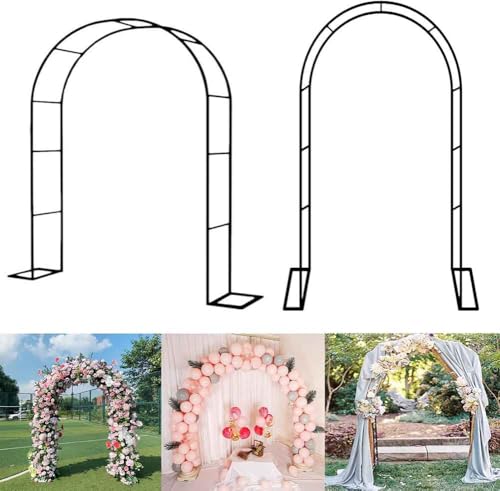 Metall-Hochzeitsbogen, Gartenbogen/Hochzeitsbogen mit abnehmbarem Sockel – Gartenspalier for den Außenbereich zur DIY-Pflanzenunterstützung(Black,W3.5M*H2.2M) von PXAMORTEL