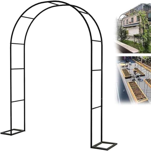 Metall-Hochzeitsbogen, Robuster Torbogen zur Unterstützung von Rosenlauben – große Hochzeitsbögen(Black,W1.4M*H2.3M) von PXAMORTEL