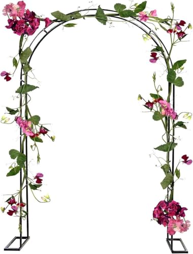 Metall-Hochzeitsbogen, Stabiles Eisengitter for Rosen - Torbogen-Pergola(Black,W3.5M*H2.2M) von PXAMORTEL