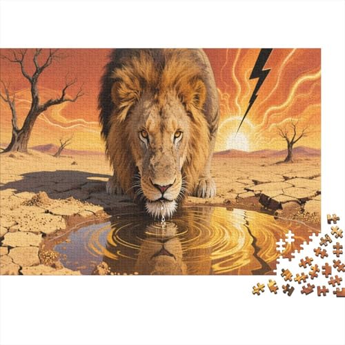 Afrika LöwePuzzles 500 Teile Schwer Puzzle Spielzeug Pädagogisches Spiel Impossible Herausforderungsspielzeug Für Erwachsene Kinder 500pcs (52x38cm) von PXBDUASIE