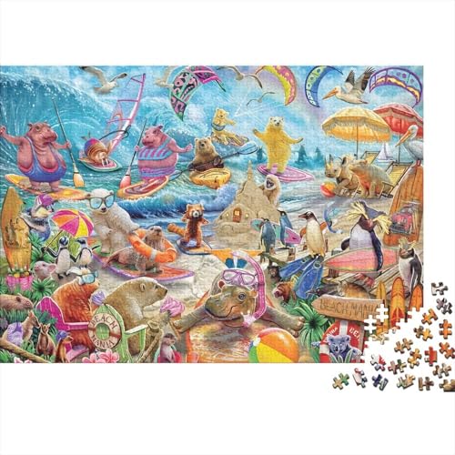 Animal Party Puzzles 300-teilige Schwer Puzzle Spielzeug Lernspiel Impossible Herausforderungsspielzeug Für Erwachsene Und Kinder in Bewährter 300pcs (40x28cm) von PXBDUASIE