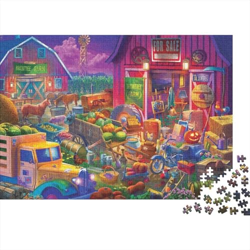Bauernhof Puzzle 1000 Teile Schwer Puzzle Spielzeug Pädagogisches Spiel Impossible Herausforderung Spielzeug Für Erwachsene Und Kinder Ab 12 Jahren 1000pcs (75x50cm) von PXBDUASIE