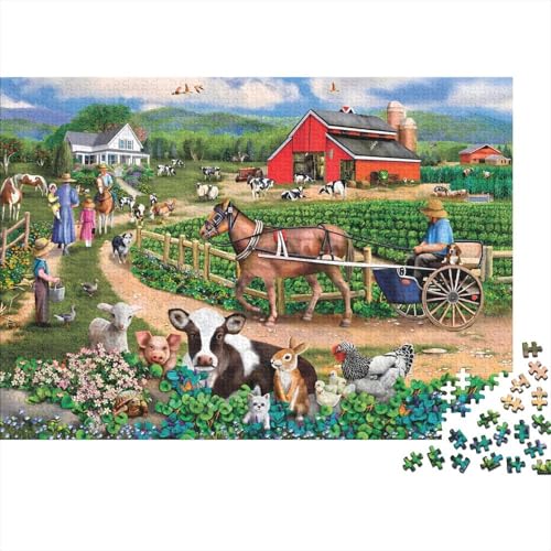 Beautiful Bauernhof Puzzle 500 Teile Schwer Puzzle Spielzeug Pädagogisches Spiel Impossible Herausforderungsspielzeug Für Erwachsene Kinder 500pcs (52x38cm) von PXBDUASIE