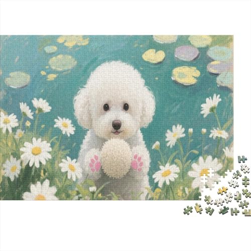 Bichon FrisePuzzles 500 Teile Schwer Puzzle Spielzeug Pädagogisches Spiel Impossible Herausforderungsspielzeug Für Erwachsene Kinder 500pcs (52x38cm) von PXBDUASIE