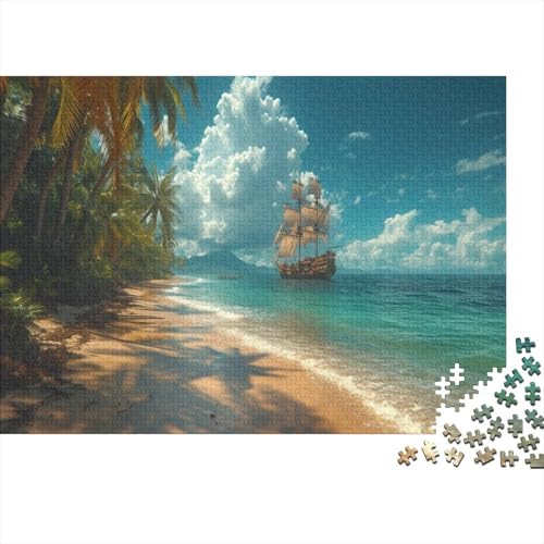 Boot am Meer Puzzle 1000 Teile Schwer Puzzle Spielzeug Pädagogisches Spiel Impossible Herausforderung Spielzeug Für Erwachsene Und Kinder Ab 12 Jahren 1000pcs (75x50cm) von PXBDUASIE