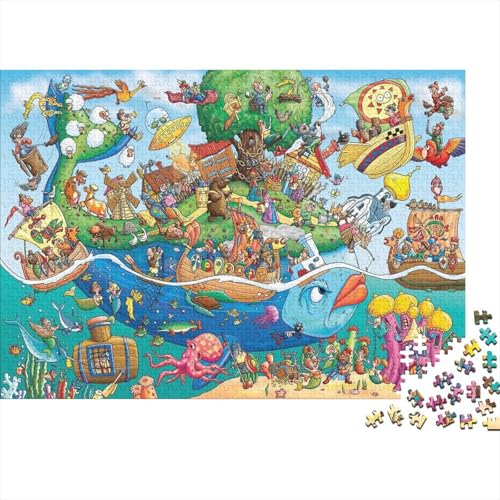 Cartoon Collage Puzzle 1000 Teile Schwer Puzzle Spielzeug Lernspiel Impossible Herausforderung Spielzeug Für Erwachsene Und Kinder Ab 14 Jahren 1000pcs (75x50cm) von PXBDUASIE