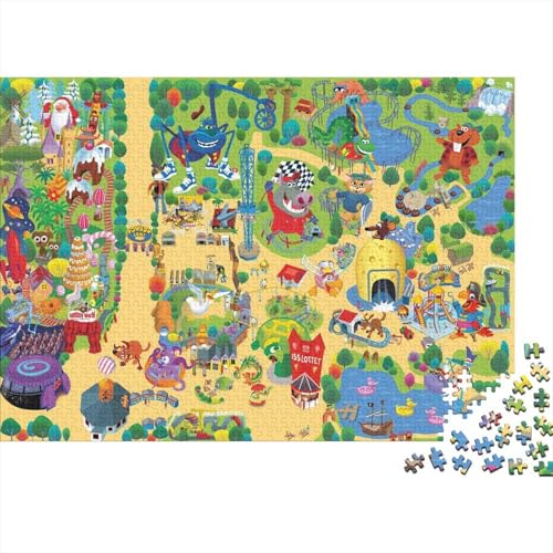 Cartoon Paradise Puzzle 500 Teile Schwer Puzzle Spielzeug Lernspiel Impossible Herausforderung Spielzeug Für Erwachsene Und Kinder Ab 14 Jahren 500pcs (52x38cm) von PXBDUASIE