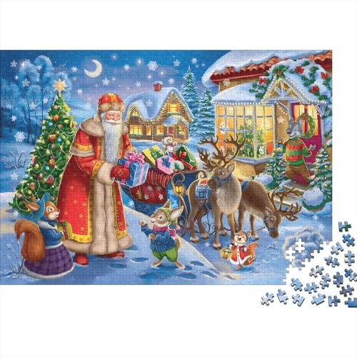 Christmas Puzzle 300 Teile Schwer Puzzle Spielzeug Lernspiel Impossible Herausforderungsspielzeug Für Erwachsene Und Kinder Ab 12 Jahren 300pcs (40x28cm) von PXBDUASIE