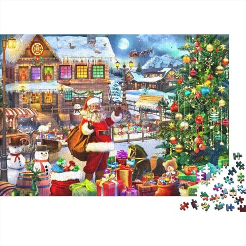 Christmas Puzzle 500-teilige Schwer Puzzle Spielzeug Pädagogisches Spiel Impossible Herausforderung Spielzeug Für Erwachsene Und Kinder in Bewährter 500pcs (52x38cm) von PXBDUASIE