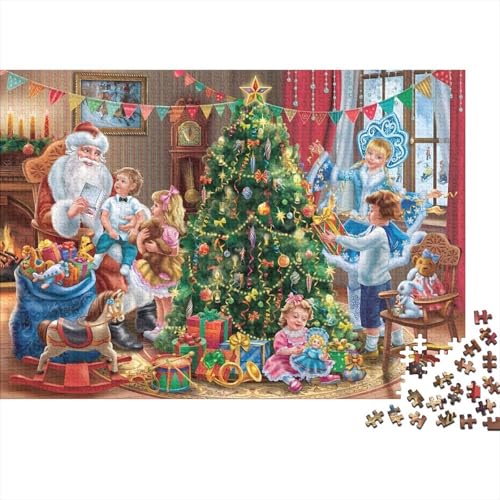 Christmas Puzzles 300 Teile Schwer Puzzle Spielzeug Pädagogisches Spiel Impossible Herausforderungsspielzeug Für Erwachsene Und Kinder in Bewährter 300pcs (40x28cm) von PXBDUASIE