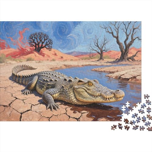 Crocodile Puzzle 500-teilige Schwer Puzzle Spielzeug Pädagogisches Spiel Impossible Herausforderungsspielzeug Für Erwachsene Und Kinder Ab 14 Jahren 500pcs (52x38cm) von PXBDUASIE
