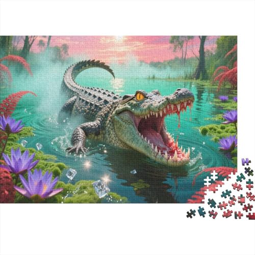 Crocodile Puzzles 500 Teile Schwer Puzzle Spielzeug Lernspiel Impossible Herausforderung Spielzeug Für Erwachsene Kinder 500pcs (52x38cm) von PXBDUASIE