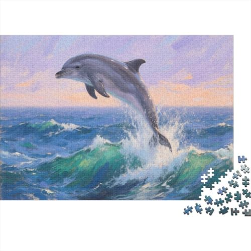 DelphinPuzzle 500 Teile Schwer Puzzle Spielzeug Lernspiel Impossible Herausforderung Spielzeug Für Erwachsene Und Kinder Ab 12 Jahren 500pcs (52x38cm) von PXBDUASIE