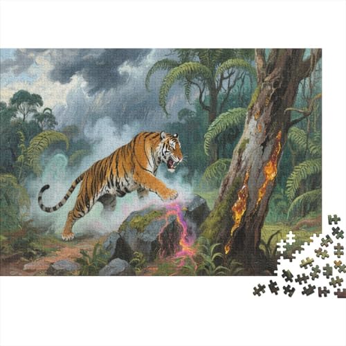 Der bengalische TigerPuzzle 500 Teile Schwer Puzzle Spielzeug Pädagogisches Spiel Impossible Herausforderung Spielzeug Für Erwachsene Kinder 500pcs (52x38cm) von PXBDUASIE