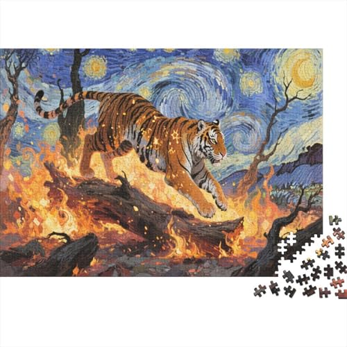 Der bengalische TigerPuzzles 300-teilige Schwer Puzzle Spielzeug Lernspiel Impossible Herausforderungsspielzeug Für Erwachsene Kinder 300pcs (40x28cm) von PXBDUASIE