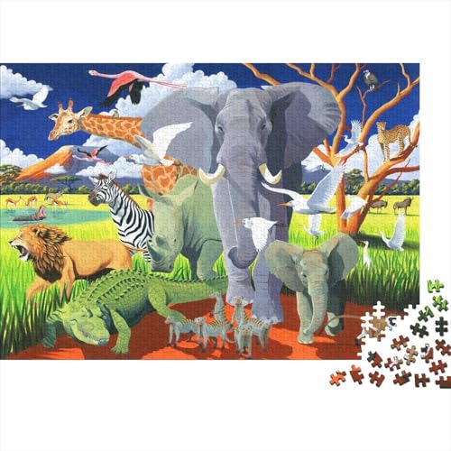 Die Safari Puzzles 300 Teile Schwer Puzzle Spielzeug Pädagogisches Spiel Impossible Herausforderung Spielzeug Für Erwachsene Und Kinder Ab 14 Jahren 300pcs (40x28cm) von PXBDUASIE