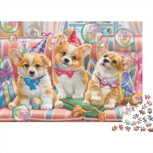 Dog Family Puzzle 1000-teilige Schwer Puzzle Spielzeug Lernspiel Impossible Herausforderungsspielzeug Für Erwachsene Und Kinder Ab 14 Jahren 1000pcs (75x50cm) von PXBDUASIE
