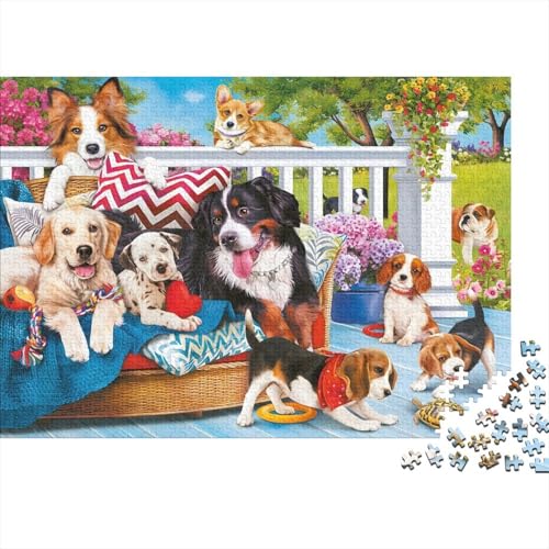 Dog Family Puzzles 300 Teile Schwer Puzzle Spielzeug Pädagogisches Spiel Impossible Herausforderungsspielzeug Für Erwachsene Kinder 300pcs (40x28cm) von PXBDUASIE