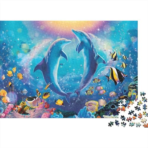 Dolphin Puzzles 1000 Teile Schwer Puzzle Spielzeug Lernspiel Impossible Herausforderungsspielzeug Für Erwachsene Und Kinder Ab 14 Jahren 1000pcs (75x50cm) von PXBDUASIE
