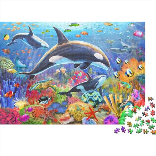 Dolphin Puzzles 1000 Teile Schwer Puzzle Spielzeug Lernspiel Impossible Herausforderungsspielzeug Für Erwachsene Und Kinder Ab 14 Jahren 1000pcs (75x50cm) von PXBDUASIE