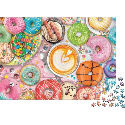 Donut Puzzles 500 Teile Schwer Puzzle Spielzeug Lernspiel Impossible Herausforderungsspielzeug Für Erwachsene Kinder 500pcs (52x38cm) von PXBDUASIE