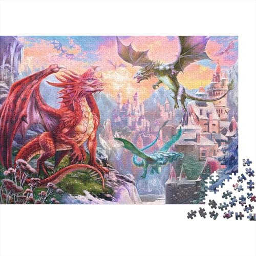 Dragon Puzzle 1000-teilige Schwer Puzzle Spielzeug Pädagogisches Spiel Impossible Herausforderung Spielzeug Für Erwachsene Und Kinder Ab 14 Jahren 1000pcs (75x50cm) von PXBDUASIE