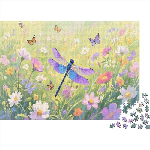 Dragonflies Puzzles 1000 Teile Schwer Puzzle Spielzeug Pädagogisches Spiel Impossible Herausforderungsspielzeug Für Erwachsene Kinder 1000pcs (75x50cm) von PXBDUASIE