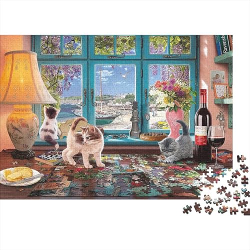 Familie Haustier Puzzles 300 Teile Schwer Puzzle Spielzeug Lernspiel Impossible Herausforderung Spielzeug Für Erwachsene Und Kinder Ab 12 Jahren 300pcs (40x28cm) von PXBDUASIE