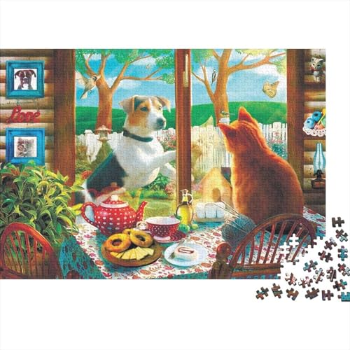 Familie Haustier Puzzles 500 Teile Schwer Puzzle Spielzeug Lernspiel Impossible Herausforderung Spielzeug Für Erwachsene Kinder 500pcs (52x38cm) von PXBDUASIE