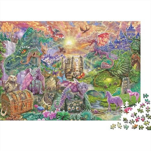 Fantasy Dinosaurier Puzzle 1000 Teile Schwer Puzzle Spielzeug Pädagogisches Spiel Impossible Herausforderungsspielzeug Für Erwachsene Kinder 1000pcs (75x50cm) von PXBDUASIE