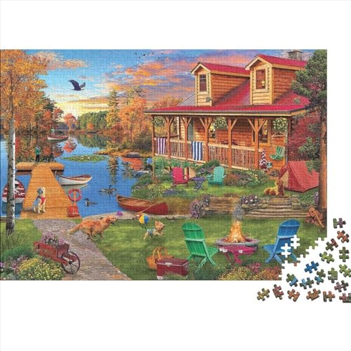 Ferienhaus Puzzles 1000 Teile Schwer Puzzle Spielzeug Lernspiel Impossible Herausforderung Spielzeug Für Erwachsene Und Kinder Ab 14 Jahren 1000pcs (75x50cm) von PXBDUASIE