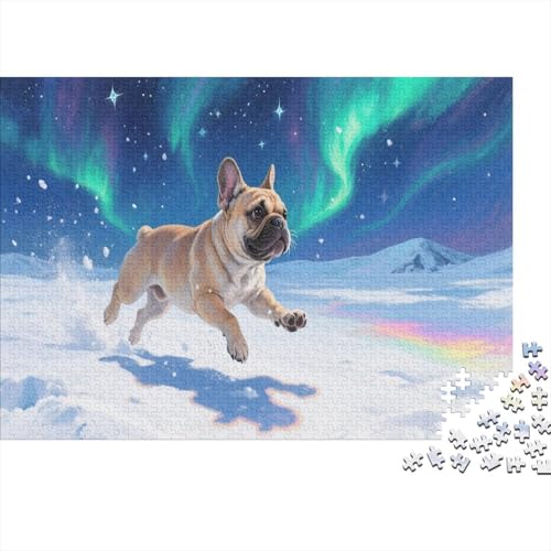 Französische BulldoggePuzzle 1000-teilige Schwer Puzzle Spielzeug Pädagogisches Spiel Impossible Herausforderungsspielzeug Für Erwachsene Und Kinder Ab 12 Jahren 1000pcs (75x50cm) von PXBDUASIE