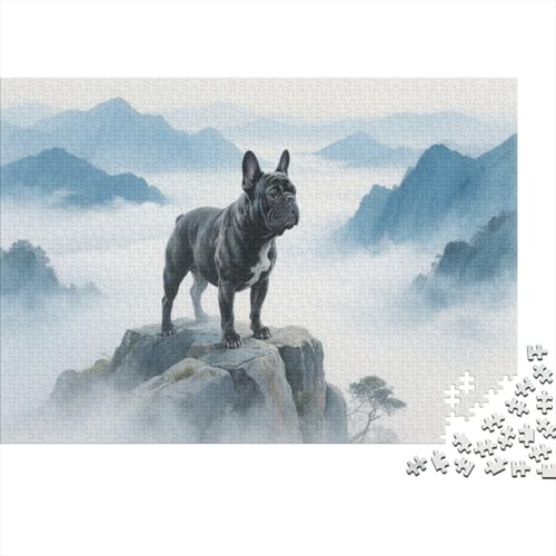 Französische BulldoggePuzzle 300 Teile Schwer Puzzle Spielzeug Pädagogisches Spiel Impossible Herausforderung Spielzeug Für Erwachsene Und Kinder Ab 12 Jahren 300pcs (40x28cm) von PXBDUASIE