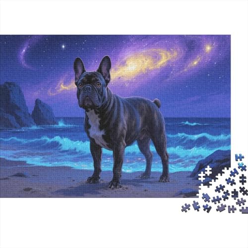 Französische BulldoggePuzzle 500-teilige Schwer Puzzle Spielzeug Pädagogisches Spiel Impossible Herausforderungsspielzeug Für Erwachsene Kinder 500pcs (52x38cm) von PXBDUASIE
